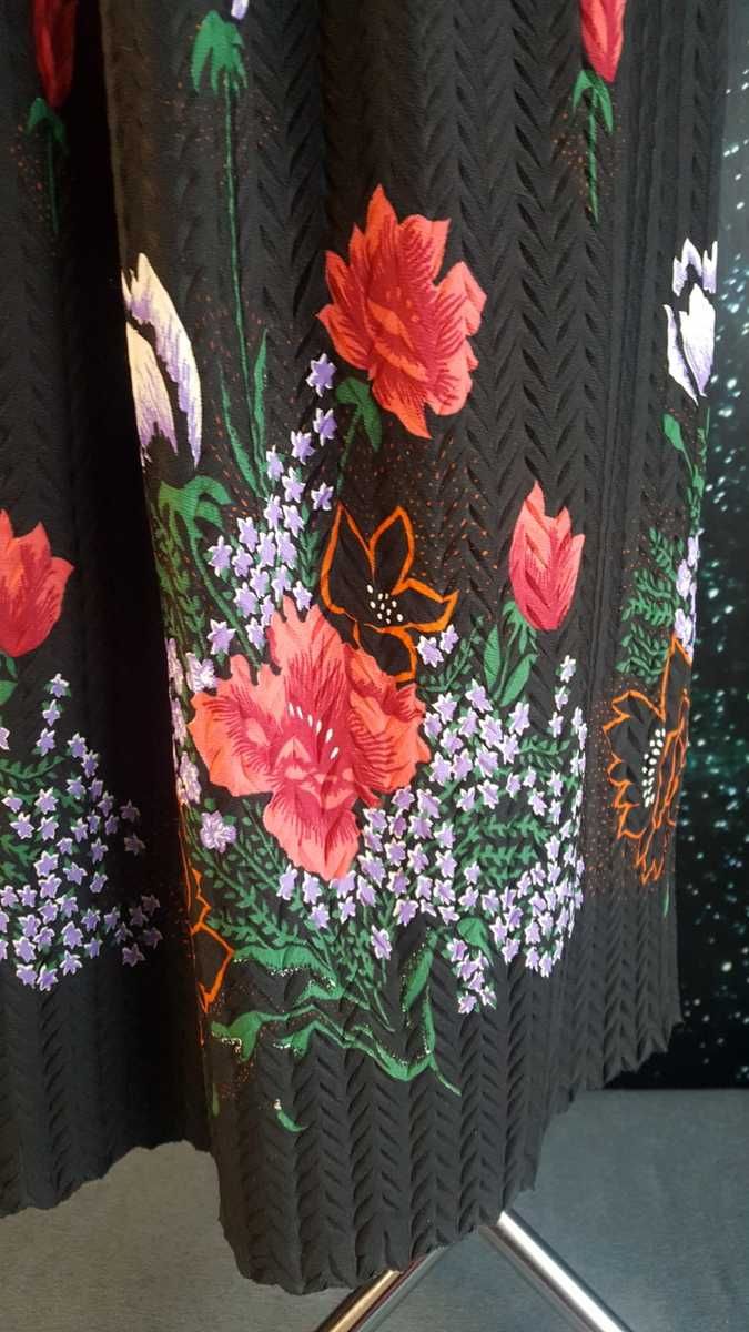 Spódnica długa czarna z kwiatami vintage
