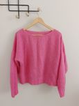 Sweter damski moherowy oversize wełniany różowy uniwersalny