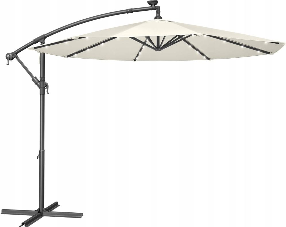 Beżowy parasol ogrodowy SONGMICS 3m z solarnymi LED GPU118M01