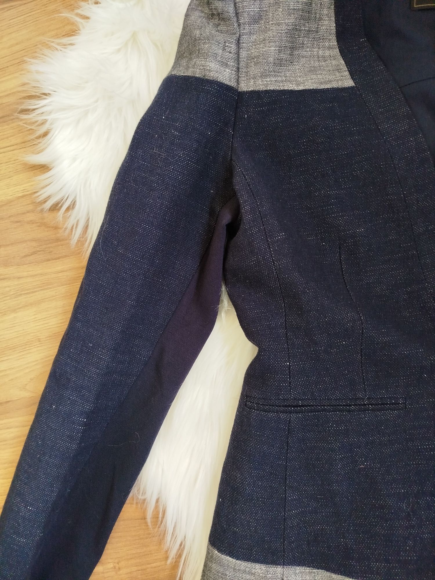 BCBG maxazira granatowa marynarka żakiet dopasowany piękny 36 bawełna
