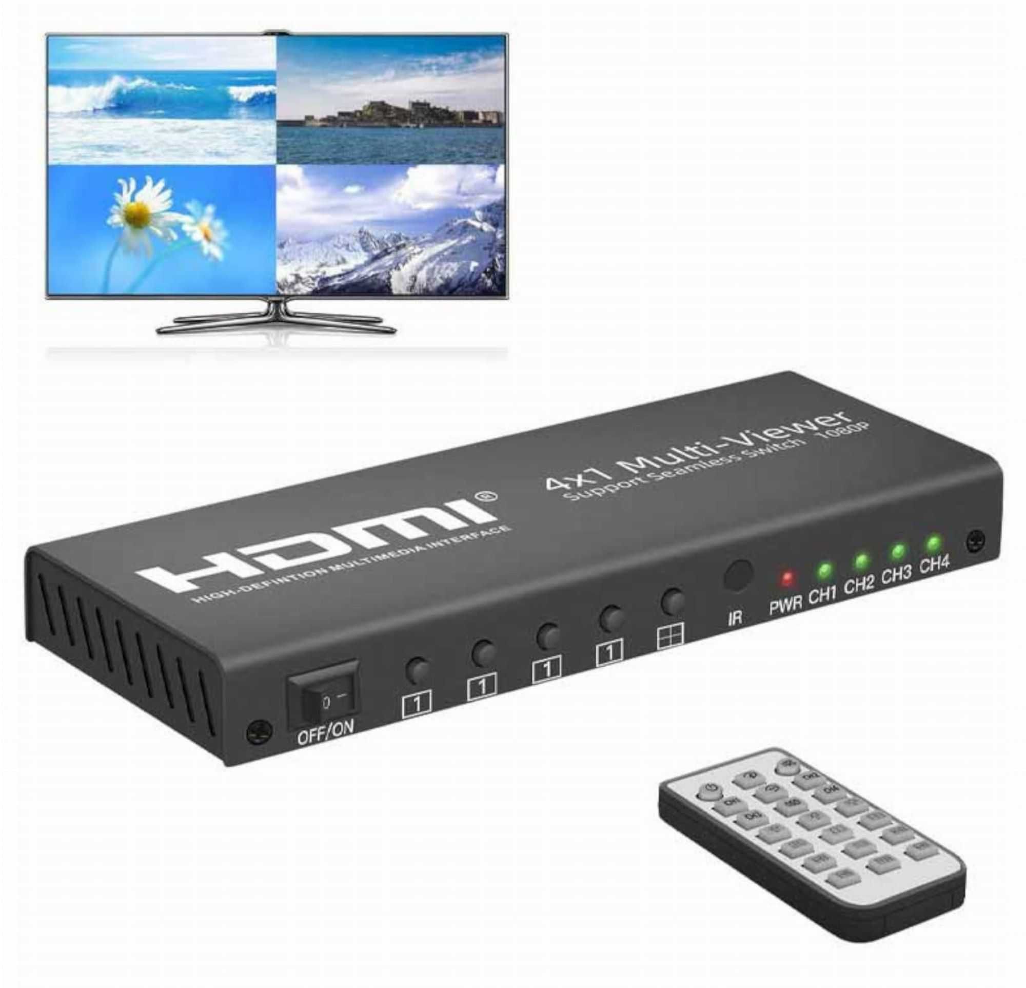 Hdmi 4X1 Multi-Viewer Switch Rozgałęźnik Jeden Ekran Z 4 Kamer