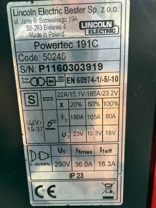 Spawarka lincoln electric powertec 191c