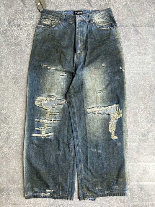 Джинси Balenciaga Cargo faded baggy opium archive синие джинсы сині
