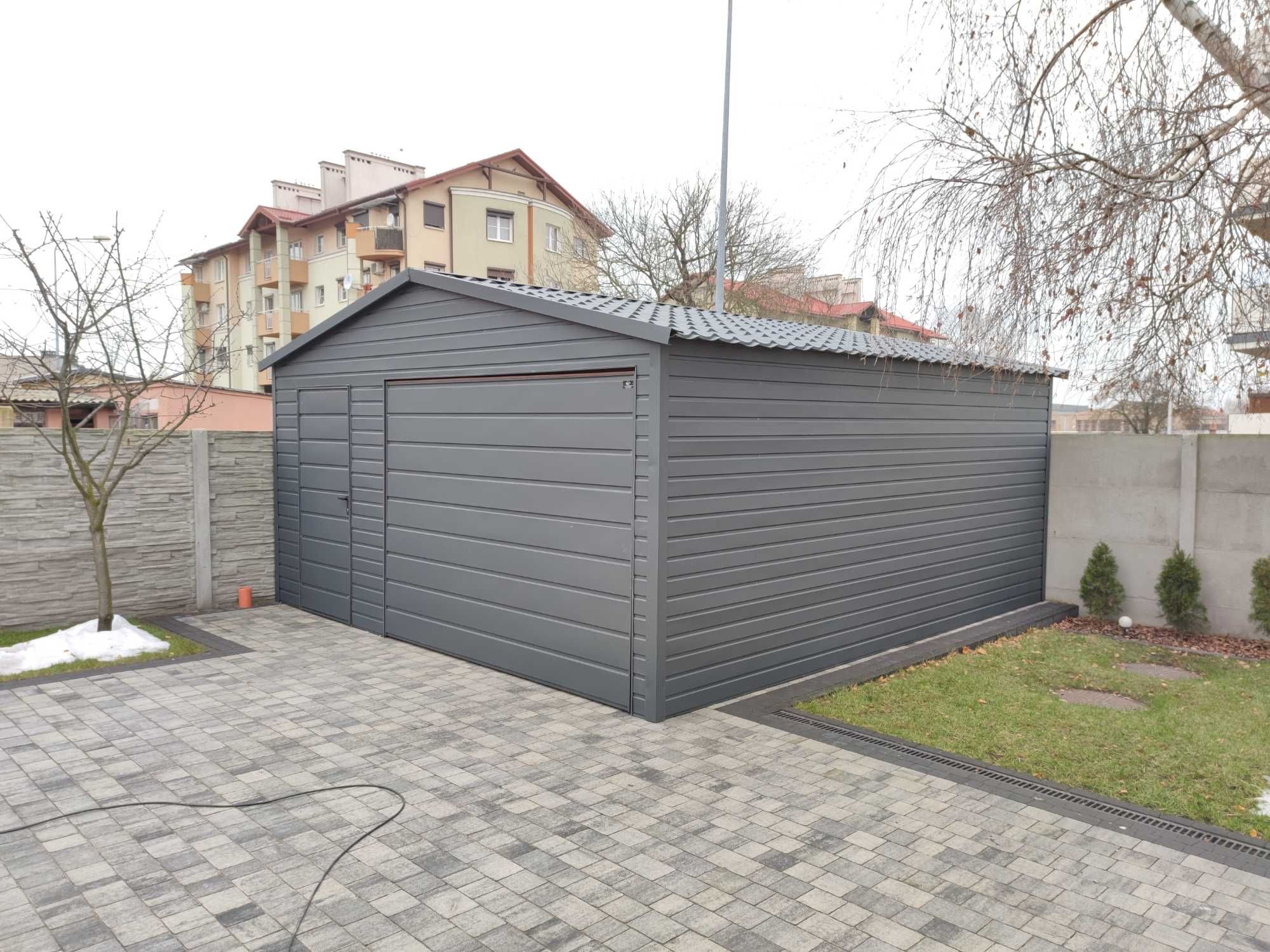 Nowoczesny Garaż  6x5.8 6x6 6x5 7x6 Złoty Dąb Orzech