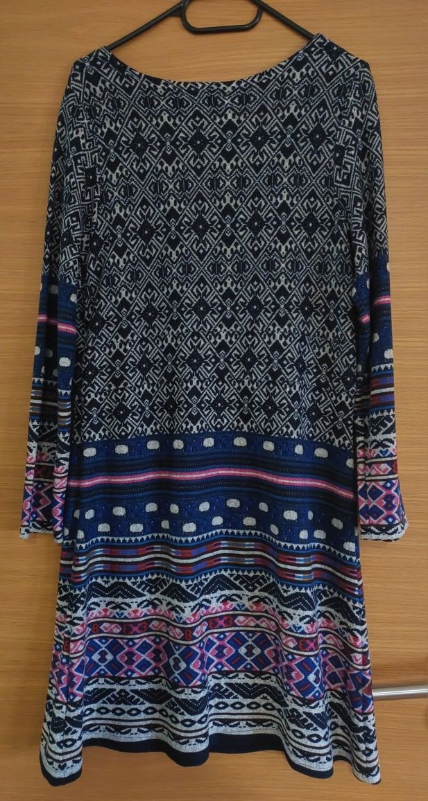 Vestido Estampado Étnico Azul, M/L