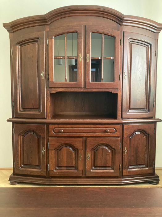 Meble Dębowe Zakor - Witryna narożna, Kredens, Komoda, Stół + Krzesła