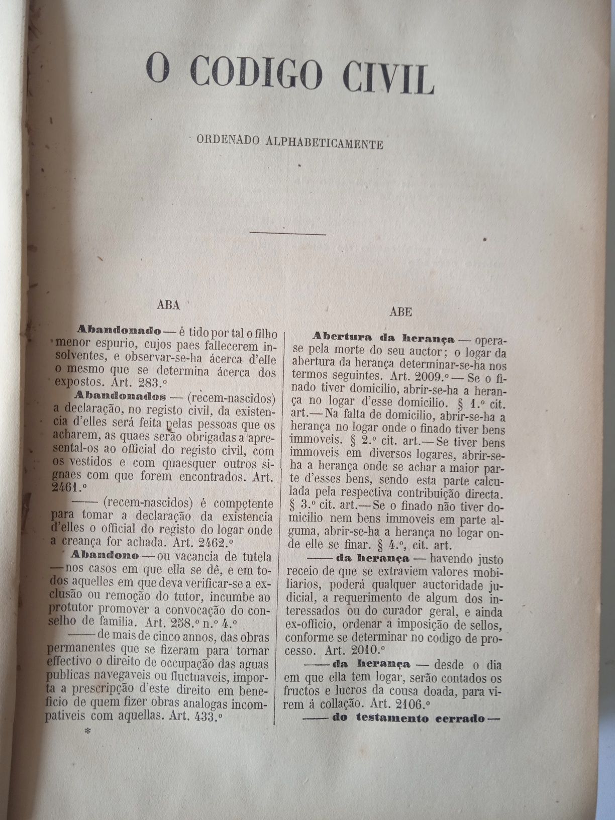 Raríssimo  Código Civil Portuguez