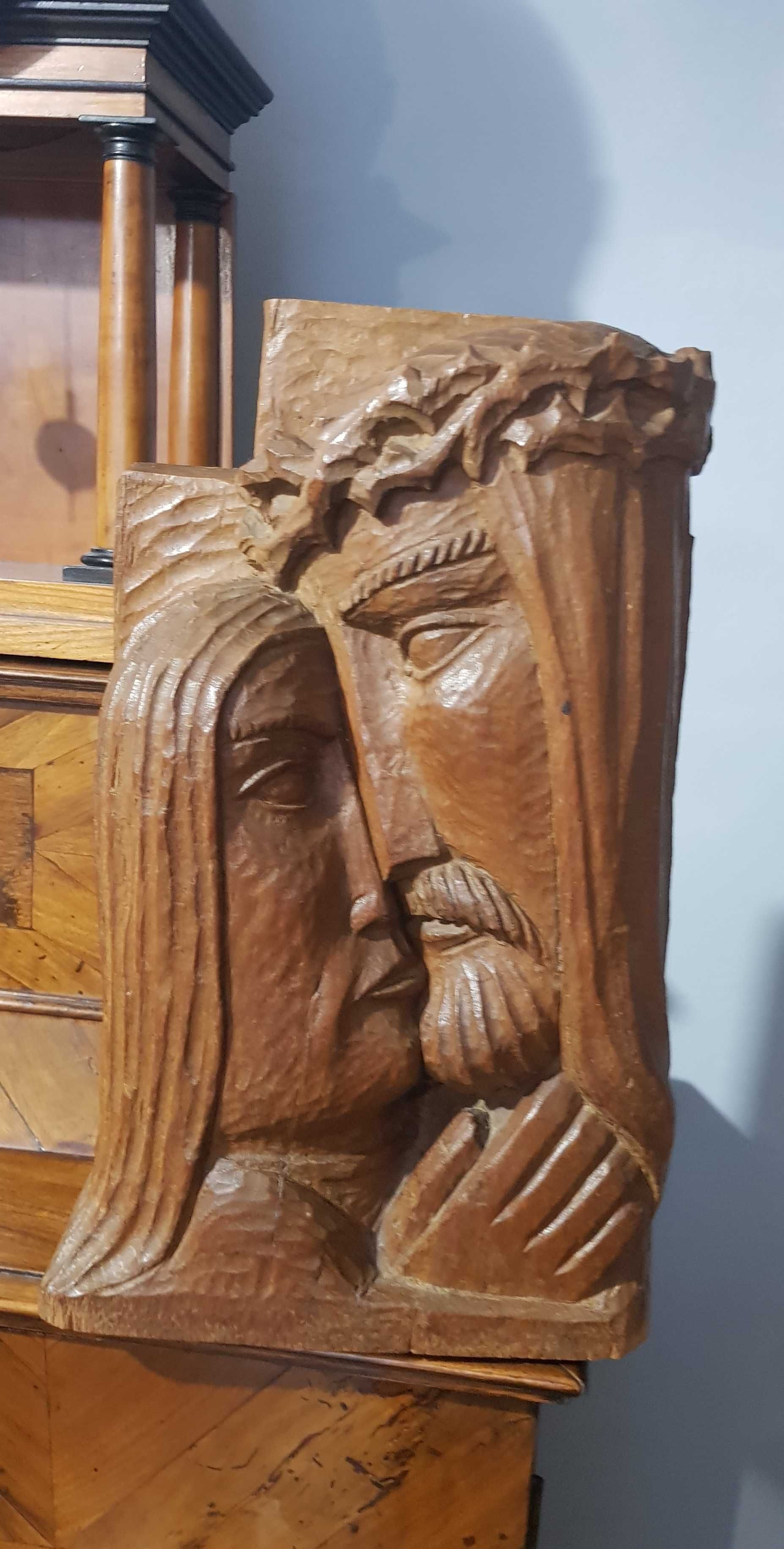 Rzeźba  Jezus i Jan art deco drewno około 1920 rok