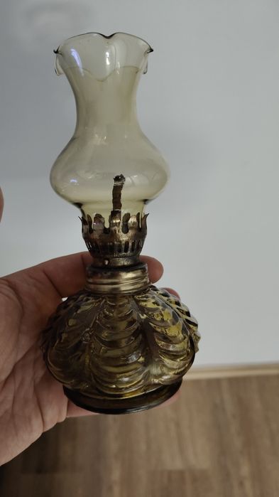 Lampa naftowa stara kompletna zielone szkło
