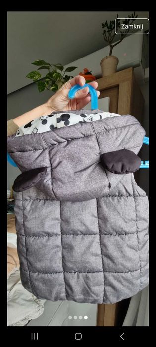 Kamizelka ciepła bezrękawnik H&M szara 86  Micky Mouse