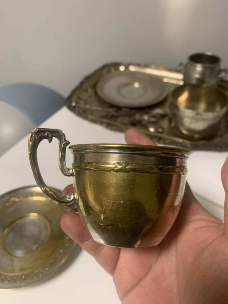 Продам  чашу с блюдцем серебро и покрыто сусановским золотом