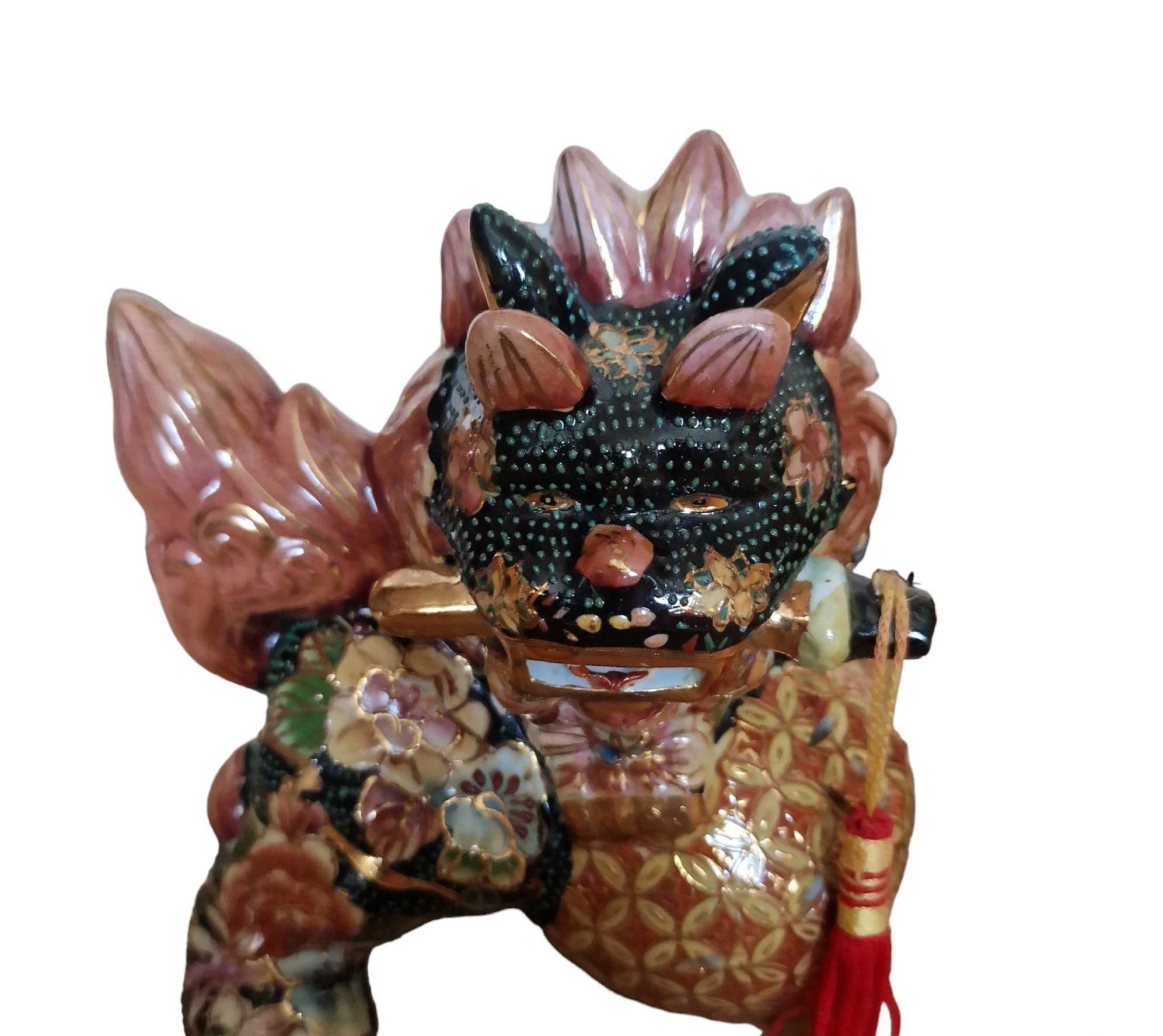 2 figurki ceramiczne porcelanowe Foo Dog Guardian Lion Statua