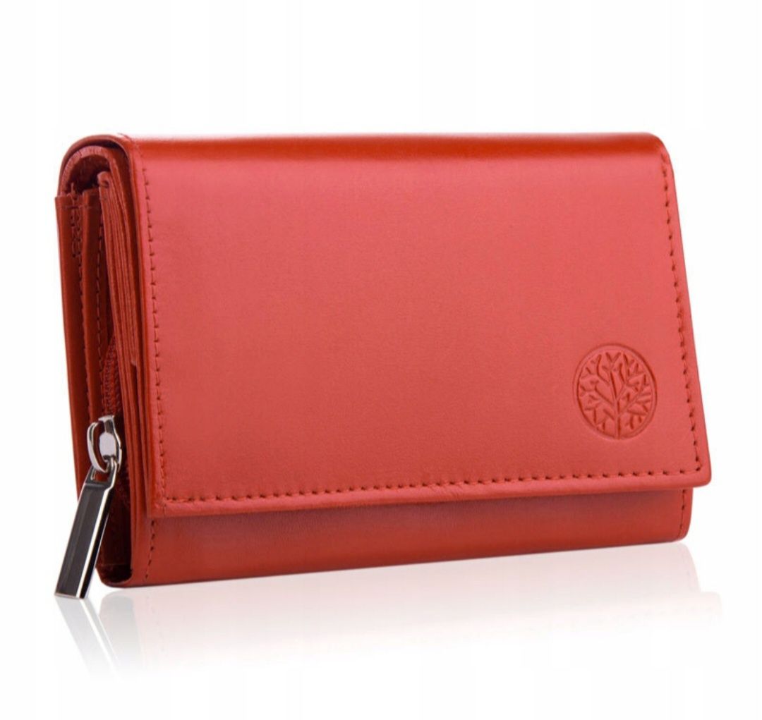 Czerwony porządny skórzany pojemny portfel damski betlewski nowy