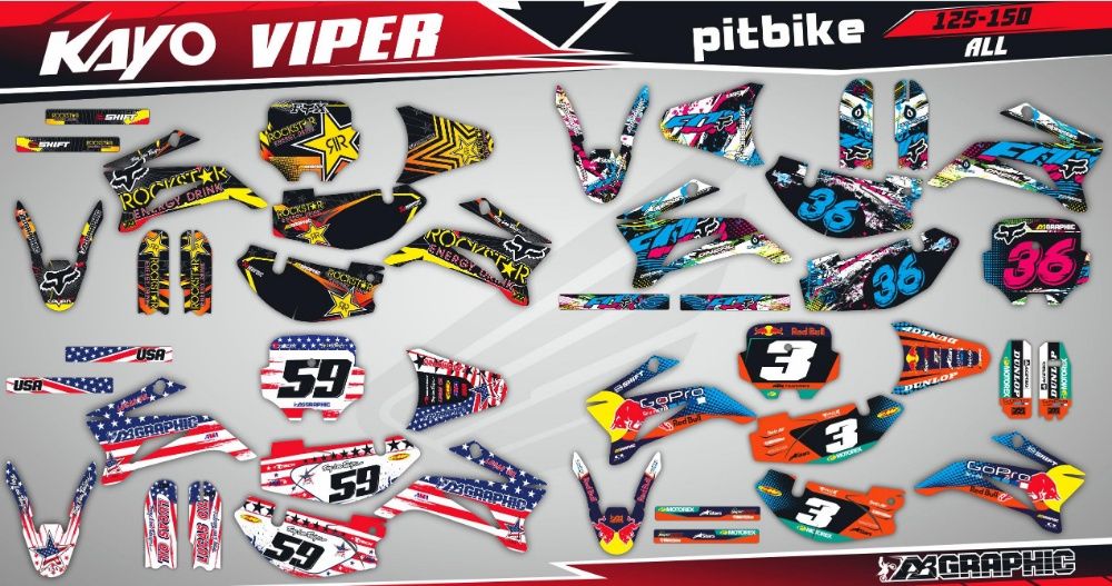 Наклейки Пітбайк Pitbike Geon Kayo Viper X-Pit X-ride Forte Kovi KXD