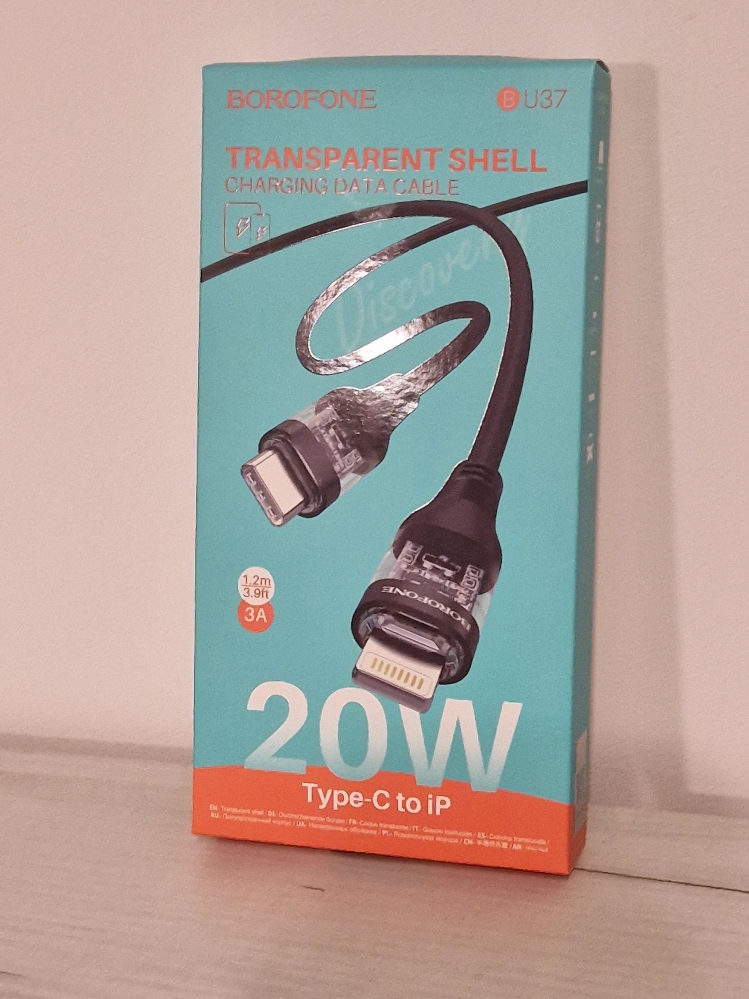 Borofone Kabel BU37 Transparent - Typ C na Lightning - PD 20W 1,2metra