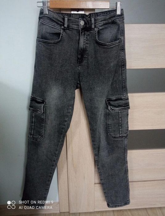 Zara chłopięce spodnie jeansowe bojówki 164