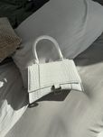 Сумка Balenciaga Hourglass шкіра крокодил | біла | срібна фурнітура