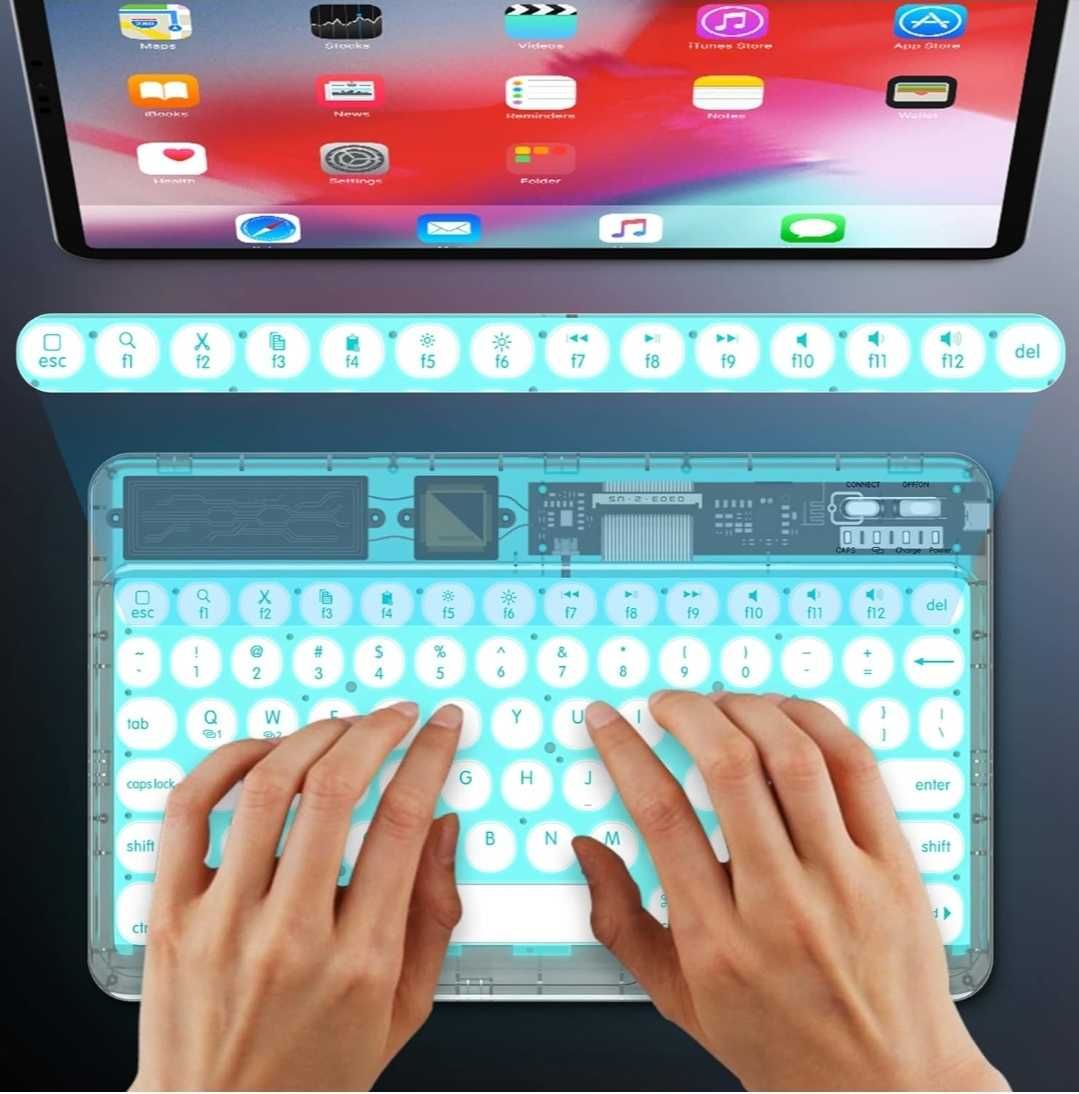 HUOBAO Klawiatura Bluetooth do iPada, bezprzewodowa, QWERTY