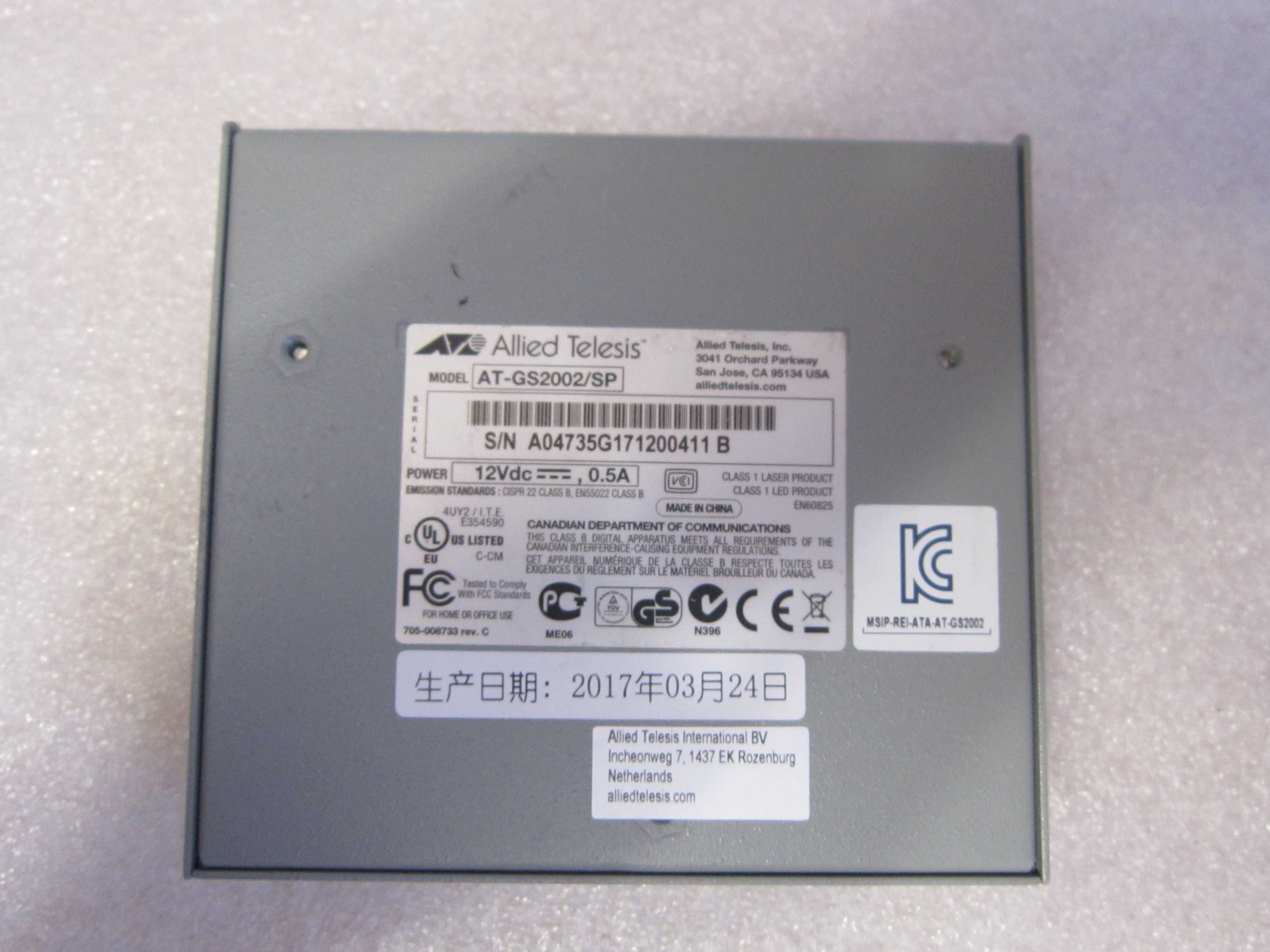 Media Konwerter Allied Telesis AT-GS2002SP + Allied Telesis AT-SPLX10