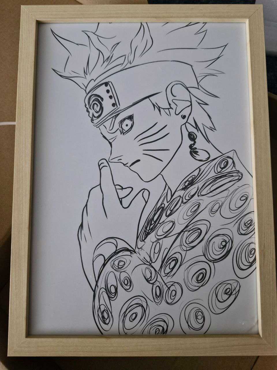 Нічник Картина LED  Аніме Дерев'яна Рамка Наруто Танджіро One Piece