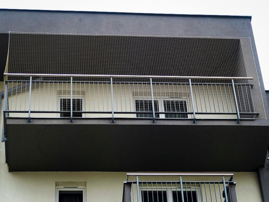 Wzmocniona Siatka dla kota na balkon 4x3m Zestaw Bez Wiercenia