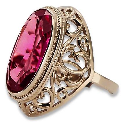 Pierścionek z różowego złota 14k 585 z rubinem vrc184 Vintage Poznań