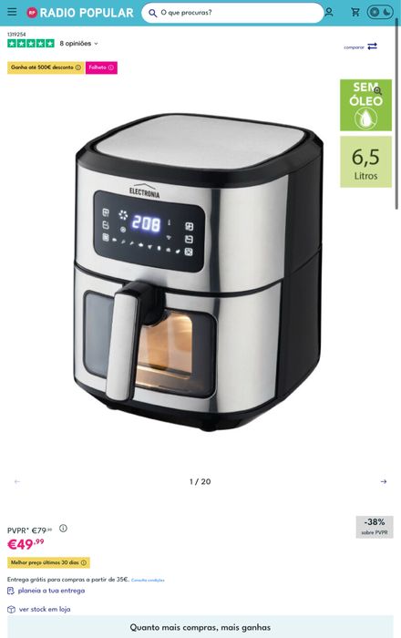 Novo FRITADEIRA SEM OLEO AIR FRYER ELECTRONIA NOBLE 6,5 L