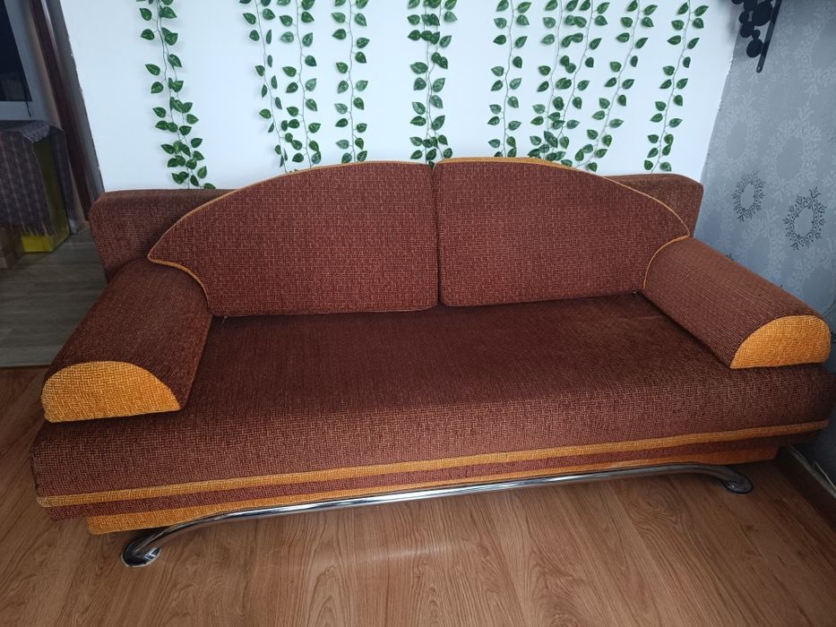 Kanapa sofa rozkładana brązowa