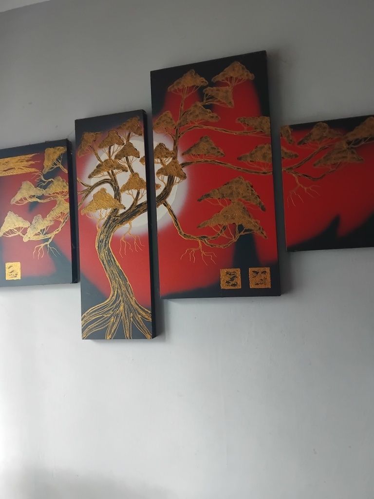 Obraz tryptyk drzewko bonsai