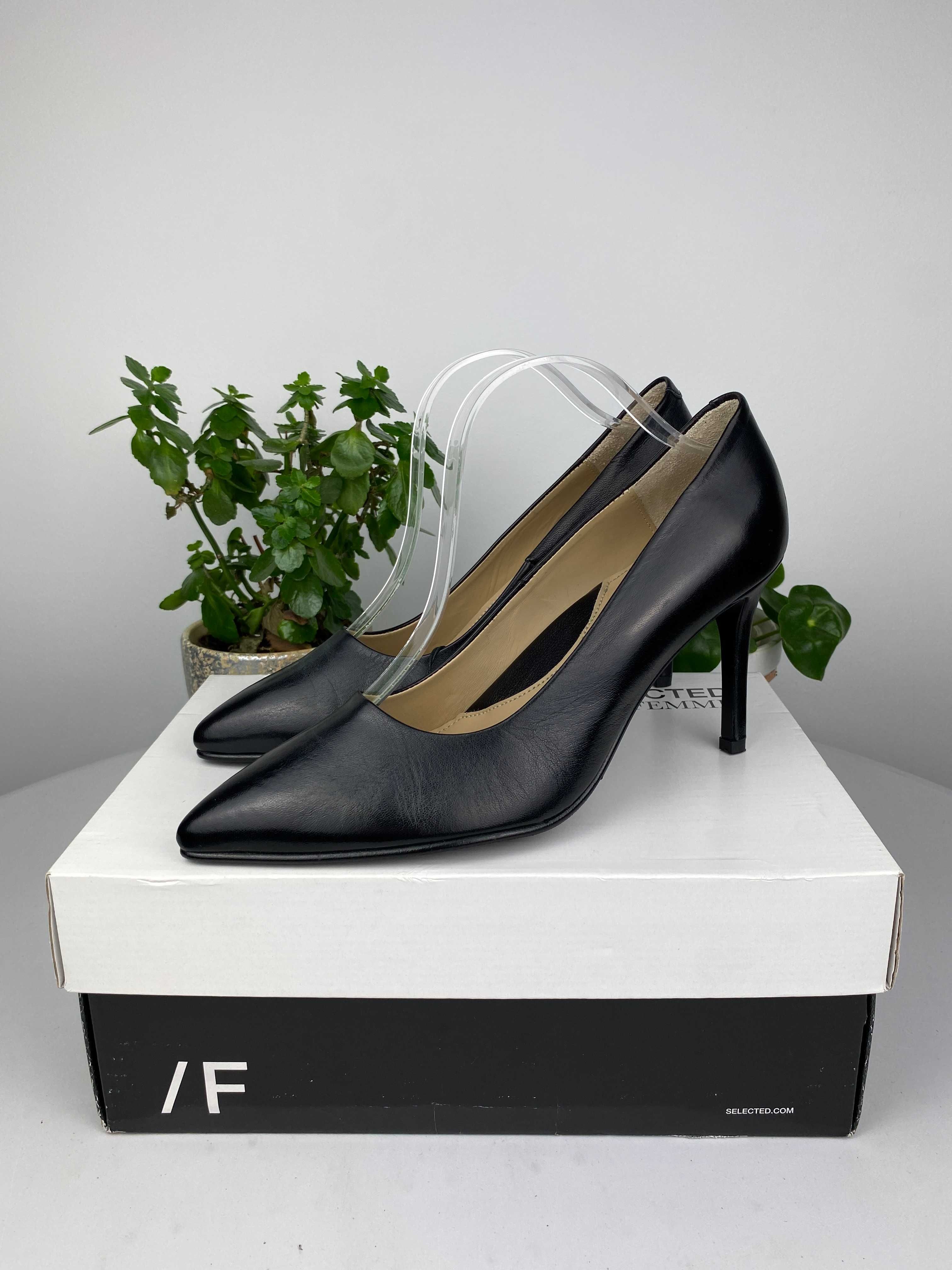 czarne buty czółenka szpilki selected femme slfgemma r. 41 n107