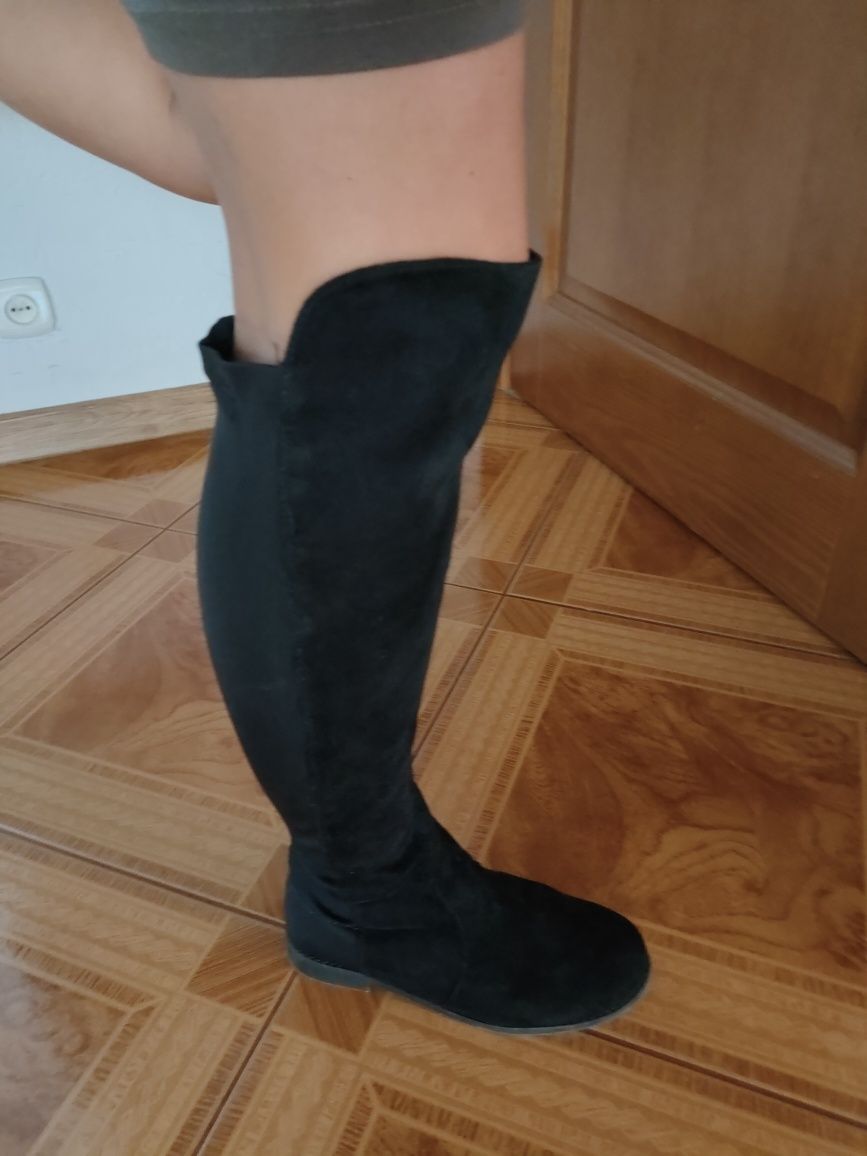 Buty damskie kozaki długie muszkieterki zamszowe roz 36