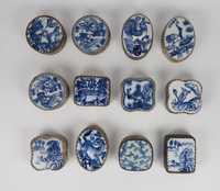 Caixas em porcelana da China - azul e branco, cada