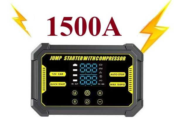 Пуско-зарядний пристрій з компресором Jump Starter A27 1500А/ 22200mWh