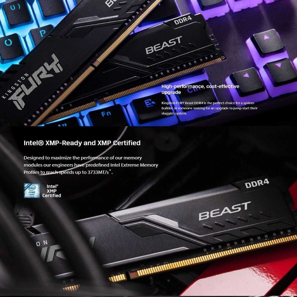 оперативная память Kingston FURY BEAST DDR4 8GB 16GB 32GB 2400-3600MHz