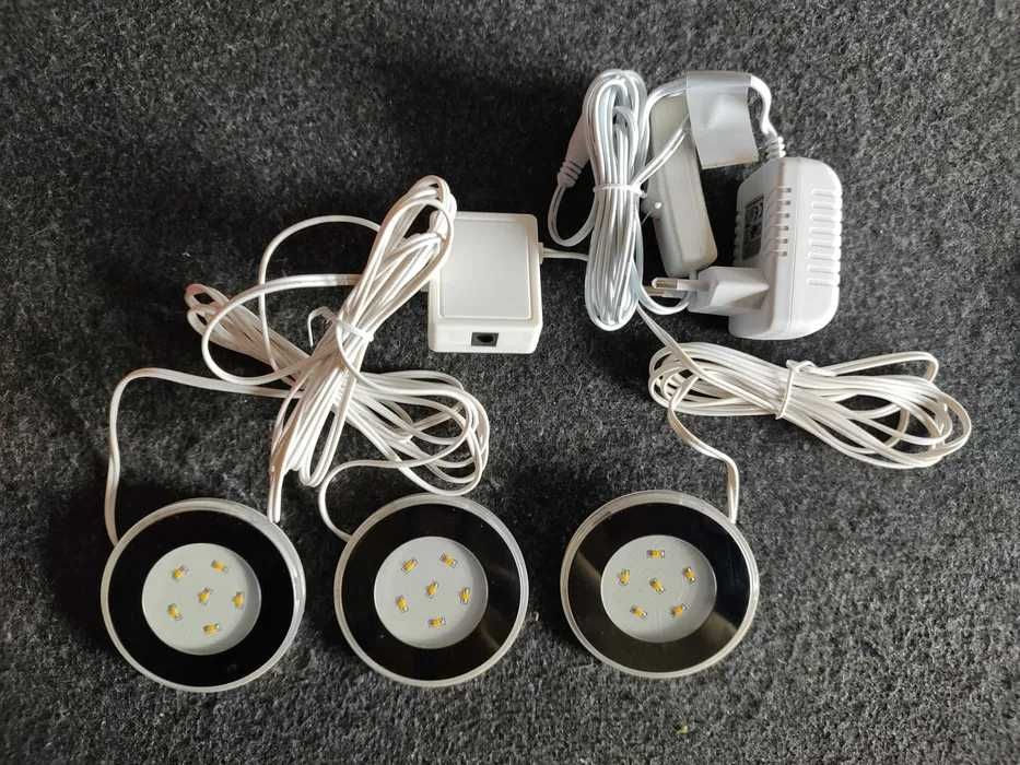 Okrągłe lamki LED 3 szt. + zasilacz - 2 komplety