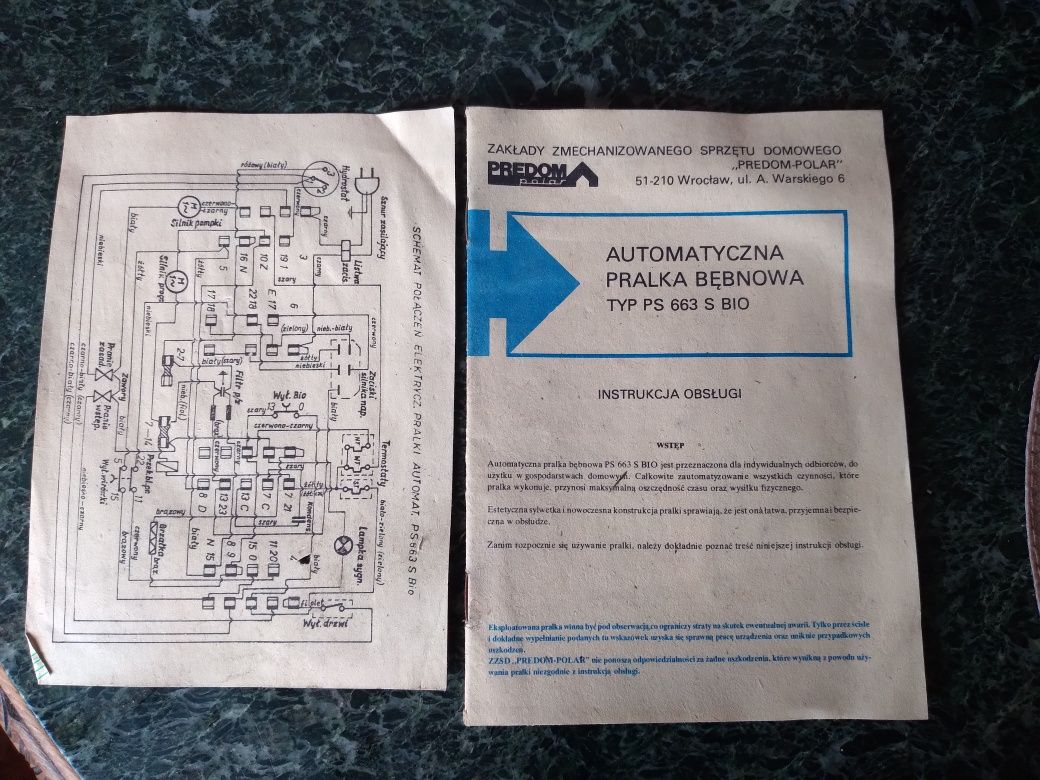 Instrukcja obsługi i schemat pralki automatycznej PS 663 s bio