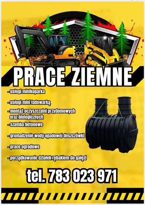 Usługi Minikoparka3.5t Miniładowarka Bobcat Roboty Ziemne Prace Ziemne