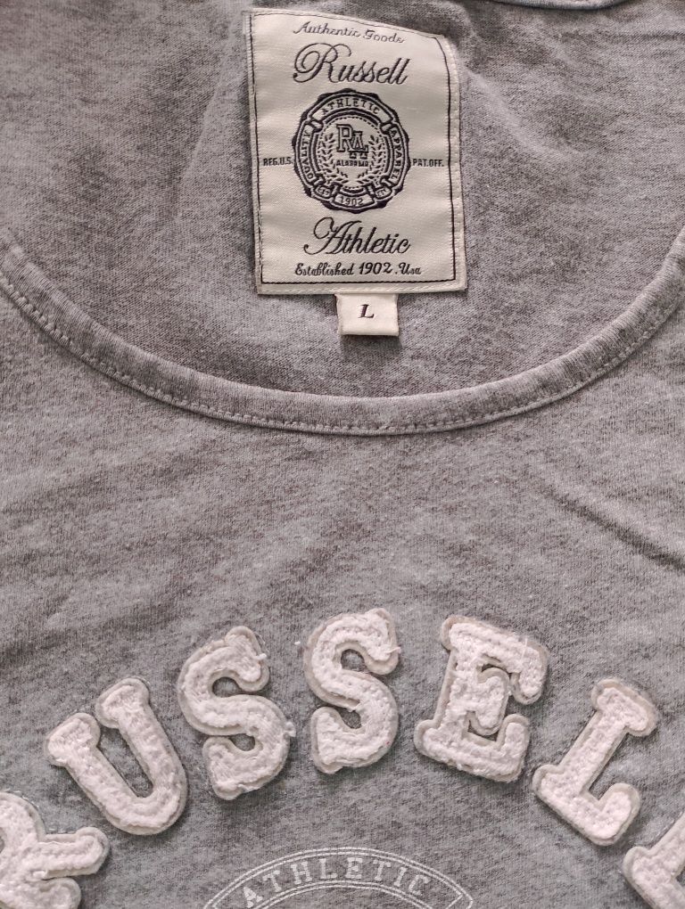 koszulka 100% bawełna t-shirt damski siwy szary z napisem rozmiar L