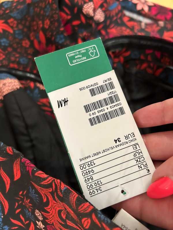 H&M kombinezon kwiaty zamek zip xs