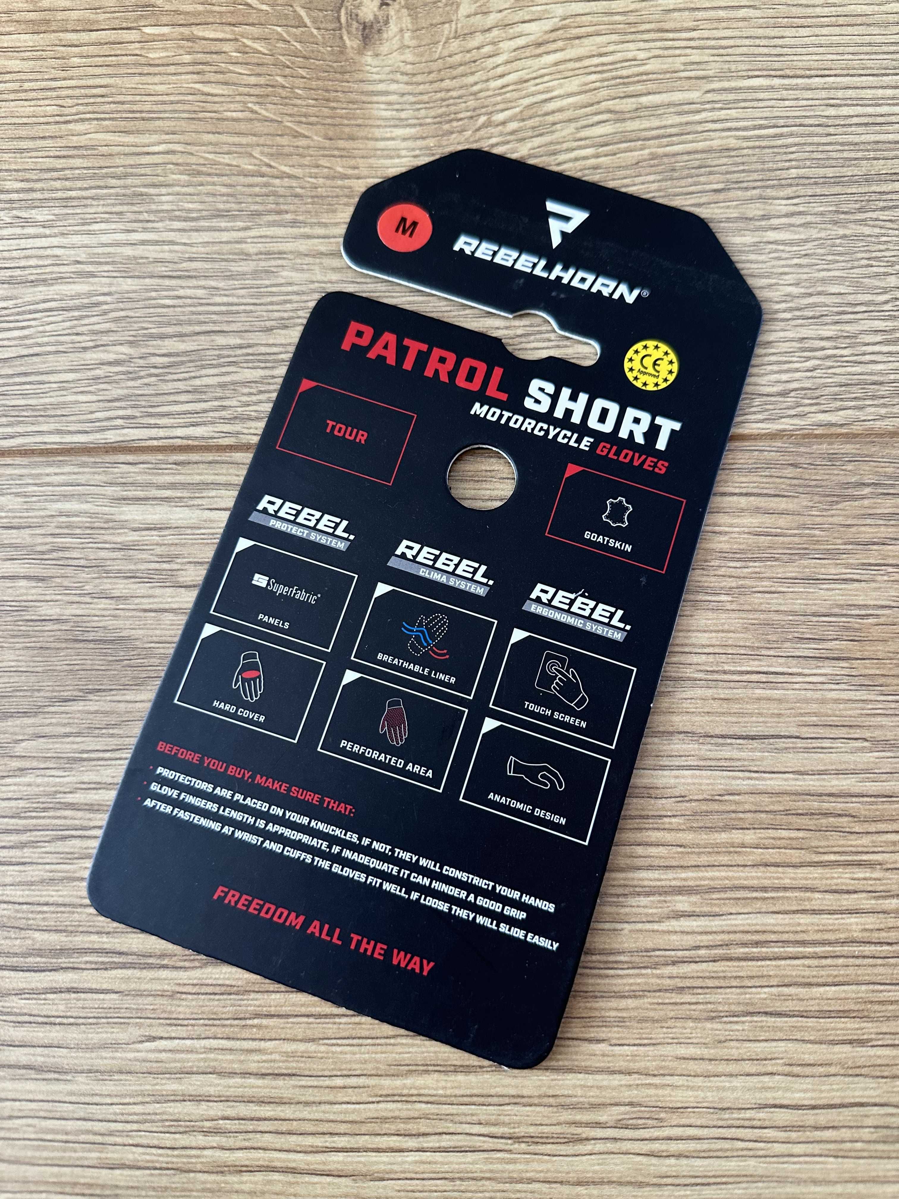 Rękawice skórzane Rebelhorn Patrol Short Black rozm M