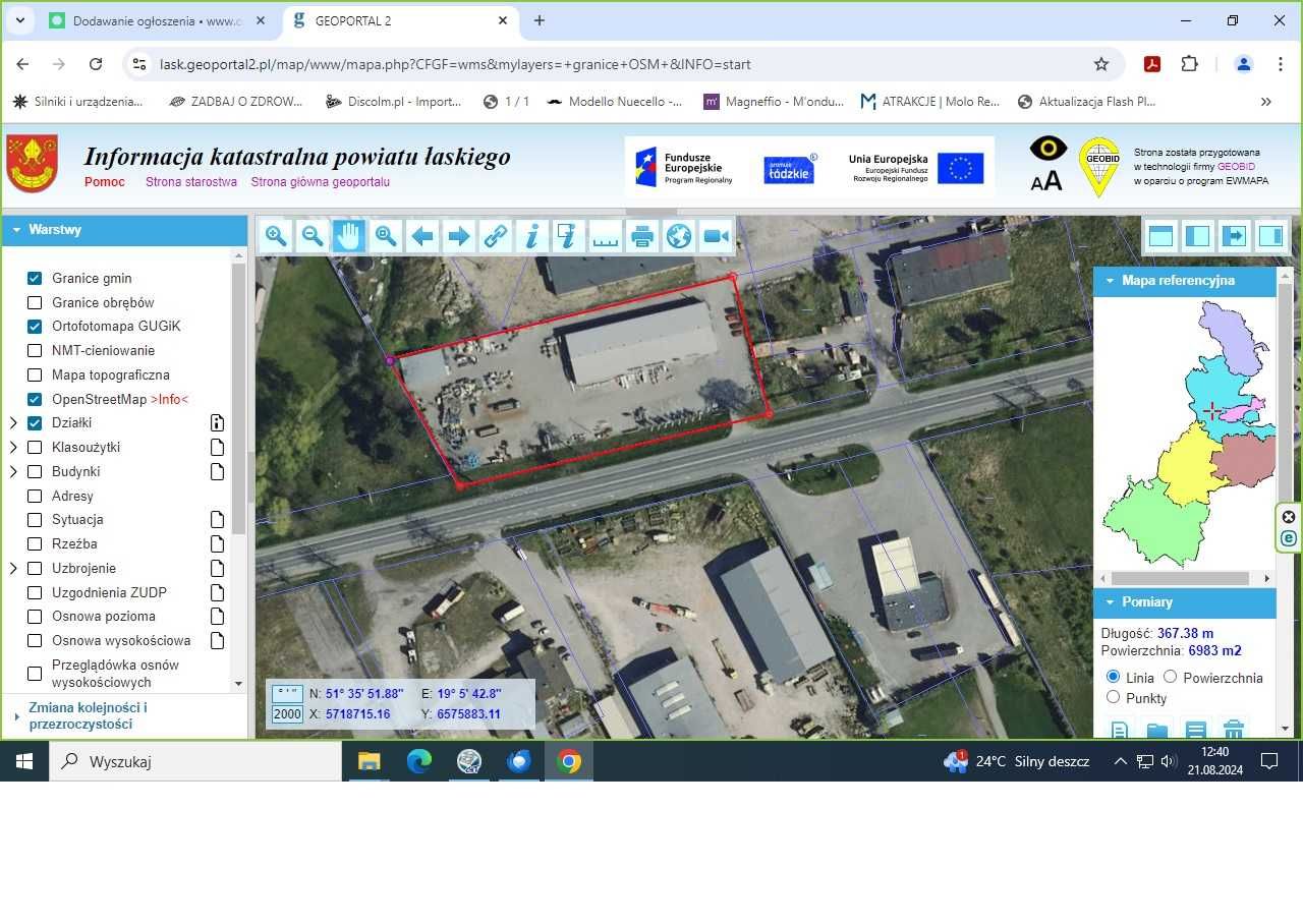 Wynajmę 2 hale 1170 m2 i teren 7000 m2 przy trasie Łódź Wrocław FV.