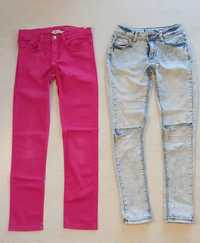 Fuksjowe spodnie i jeansy z dziurami H&M 152