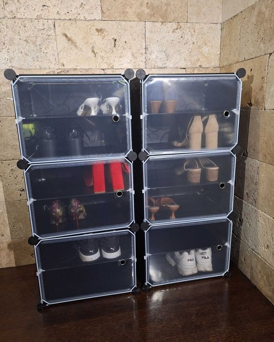 N O W A 2 sztuki Loft lekka modułowa czarna szafka na buty regał półki
