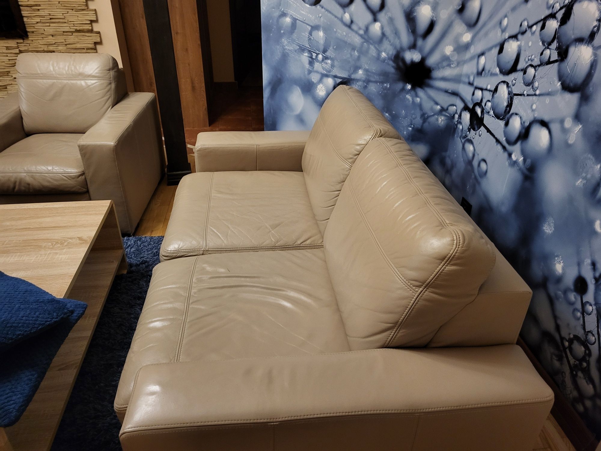 Sprzedam sofa fotel plus pufa skóra naturalna