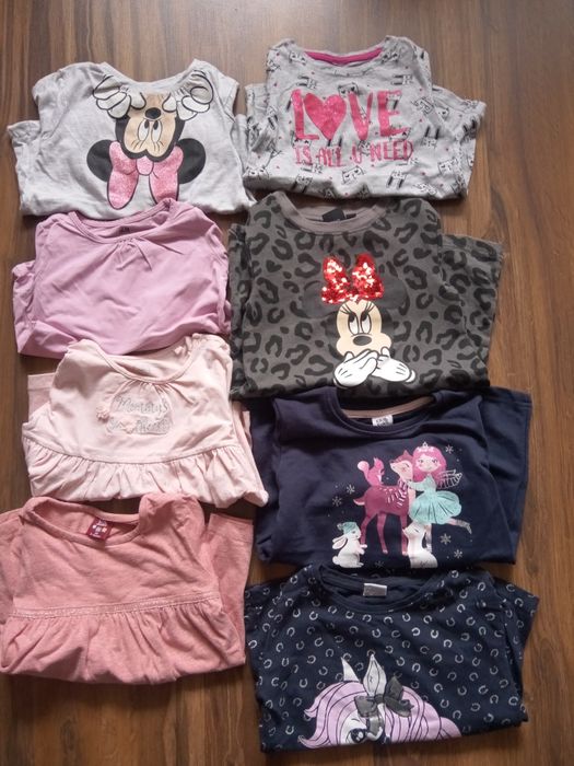 Koszulki z długim rękawem r. 104 paka dla dziewczynki na wiosnę