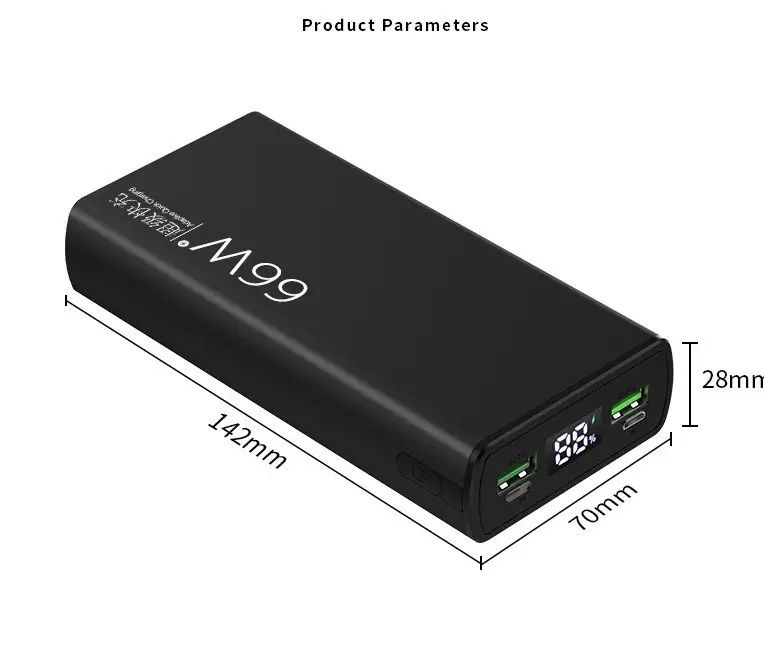 Повербанк Power Bank 10000 mAh 66 Вт USB Швидке заряджання