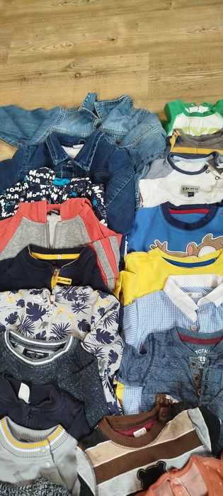 Paka ciepłych ubrań dla chłopca jesień zima 68-86 cm 32 sztuki