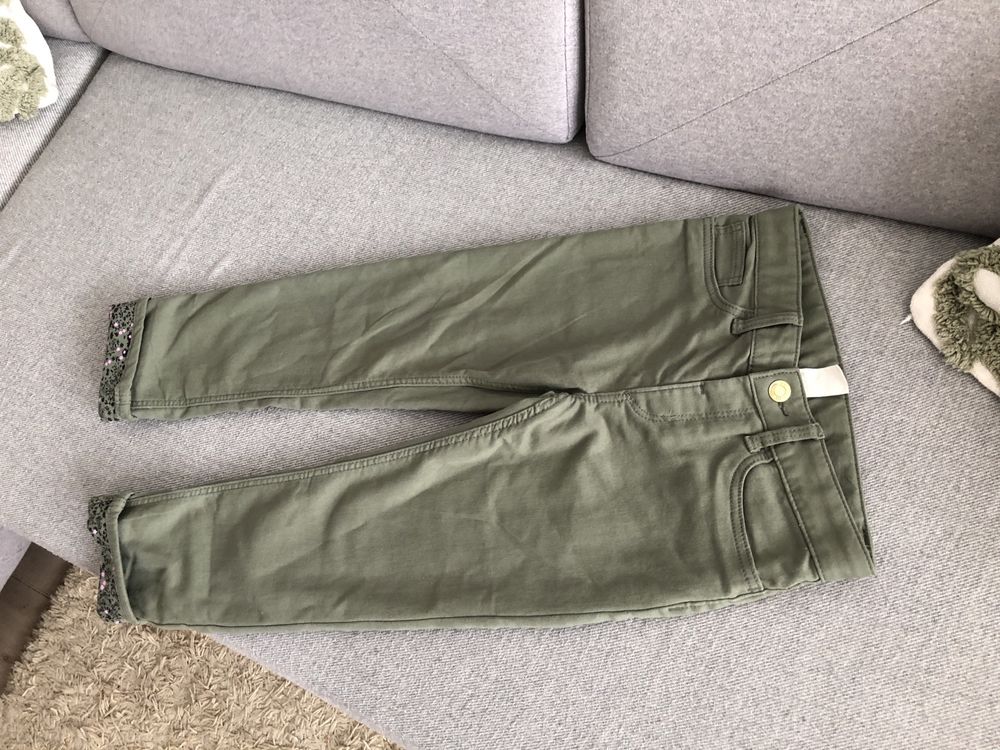 Spodnie dziewczęce khaki H&M 122