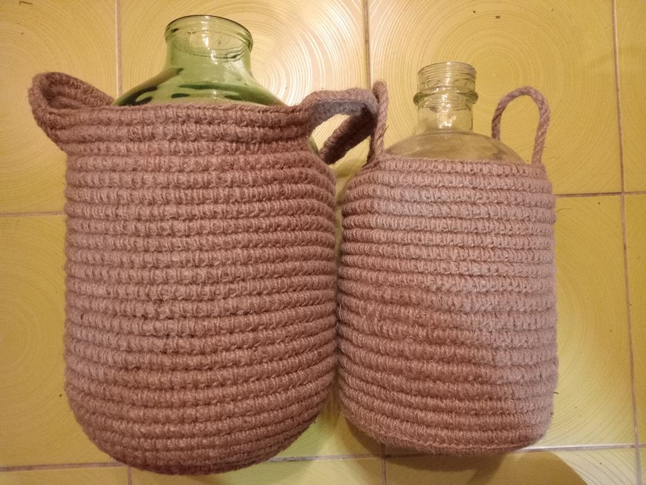 Булиль-банка 10л та бутиль 5 л скляні в чохлах з джута