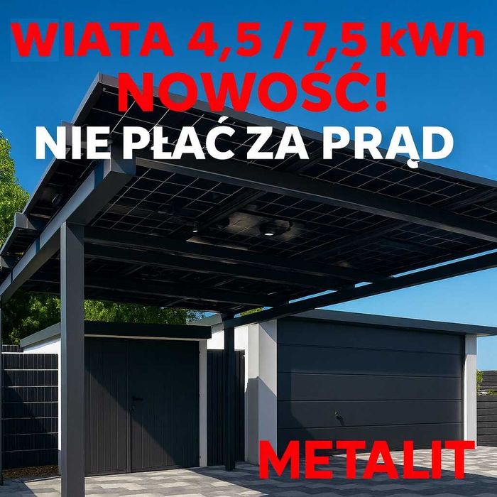 WIATA FOTOWOLTAICZNA 4,5 kW z panelami w cenie carport